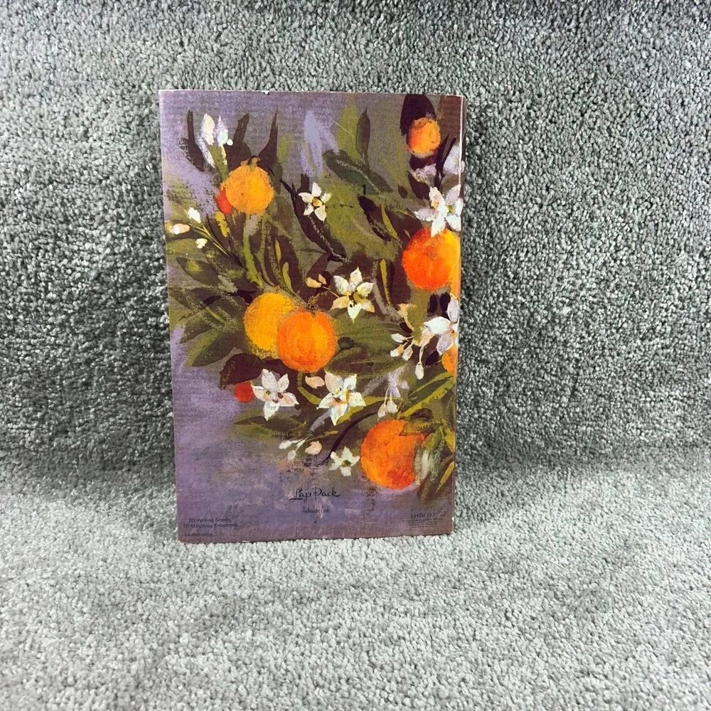 Ambassador Cards Stationery Set Vintage Purple Orange Floral Lap Pack